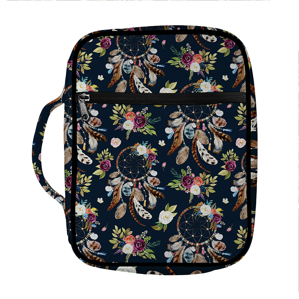 Flower Dream Catcher Pattern Print Front Pocket Bible Bag