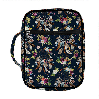 Flower Dream Catcher Pattern Print Front Pocket Bible Bag