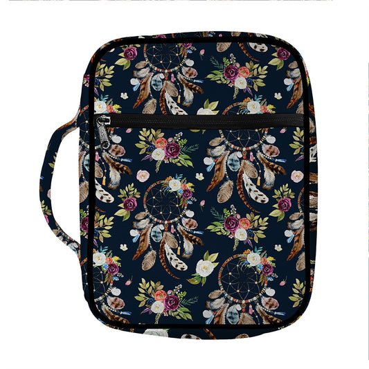 Flower Dream Catcher Pattern Print Front Pocket Bible Bag