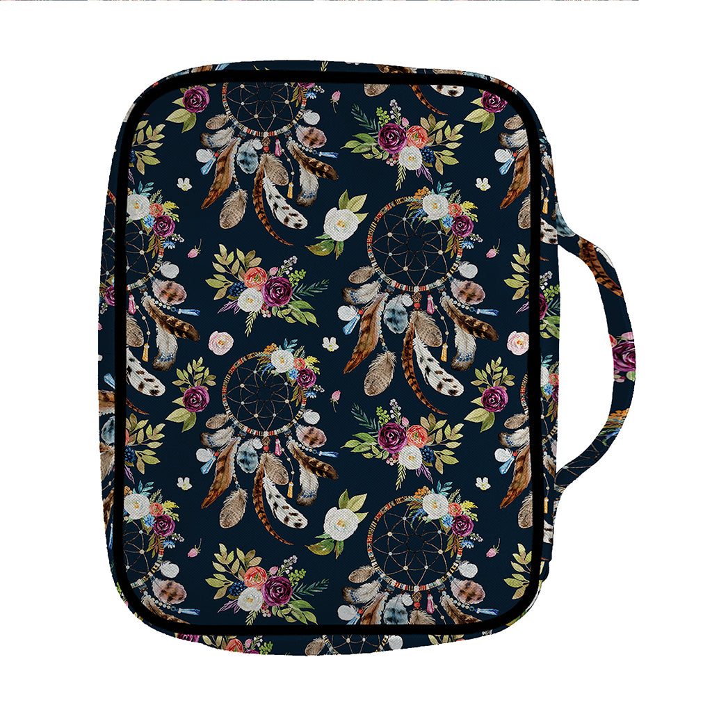 Flower Dream Catcher Pattern Print Front Pocket Bible Bag