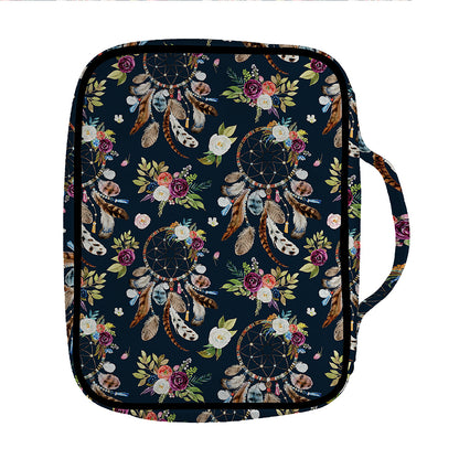 Flower Dream Catcher Pattern Print Front Pocket Bible Bag