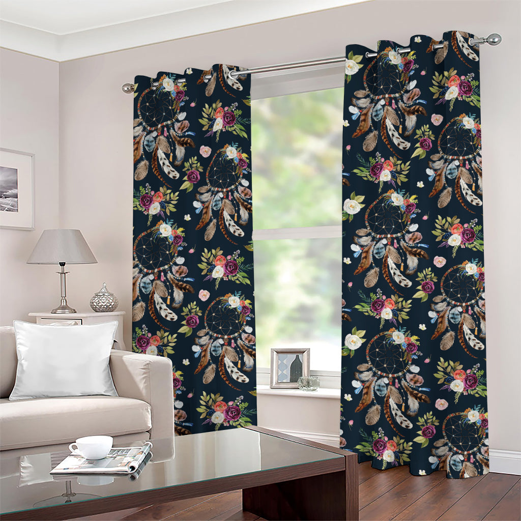 Flower Dream Catcher Pattern Print Grommet Curtains