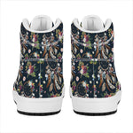 Flower Dream Catcher Pattern Print High Top Leather Sneakers