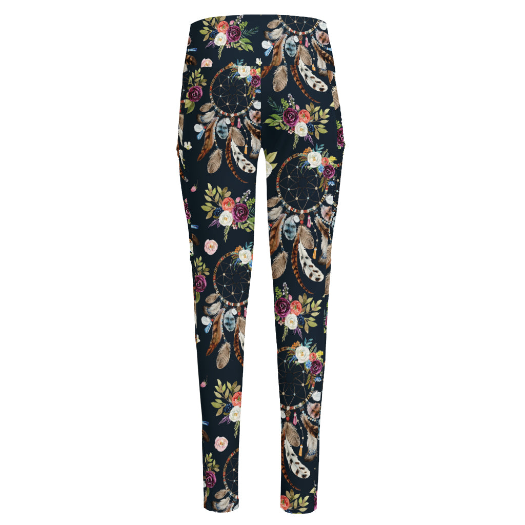 Flower Dream Catcher Pattern Print High-Waisted Pocket Leggings