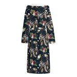 Flower Dream Catcher Pattern Print Hooded Bathrobe