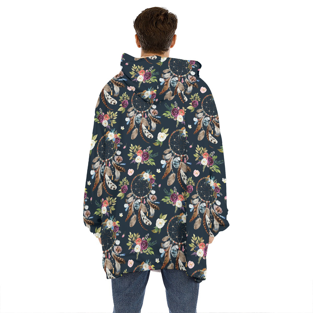 Flower Dream Catcher Pattern Print Hoodie Blanket