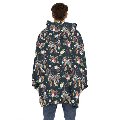 Flower Dream Catcher Pattern Print Hoodie Blanket