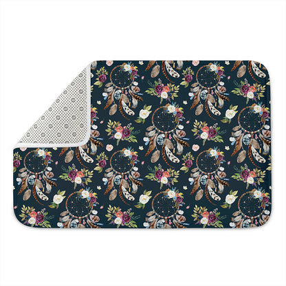 Flower Dream Catcher Pattern Print Indoor Door Mat