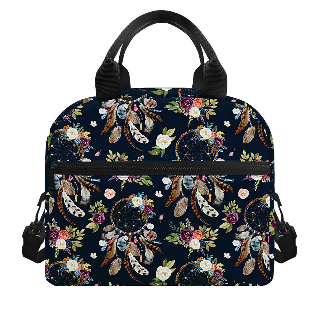 Flower Dream Catcher Pattern Print Insulated Lunch Bag