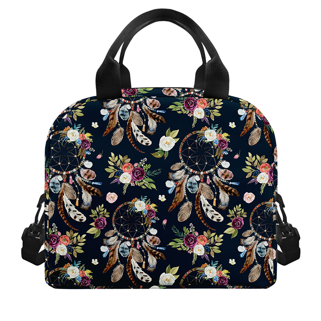 Flower Dream Catcher Pattern Print Insulated Lunch Bag