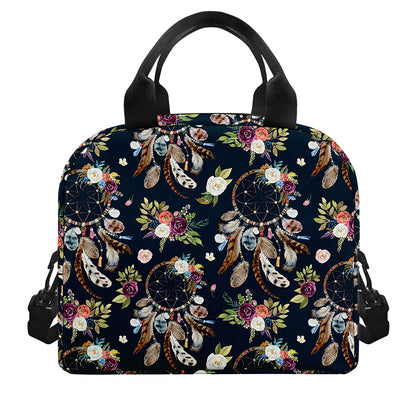 Flower Dream Catcher Pattern Print Insulated Lunch Bag