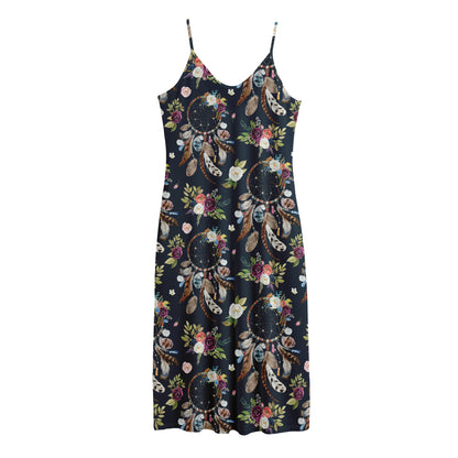 Flower Dream Catcher Pattern Print Jersey Midi Cami Dress