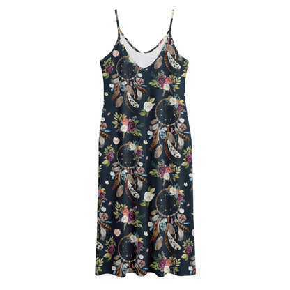 Flower Dream Catcher Pattern Print Jersey Midi Cami Dress