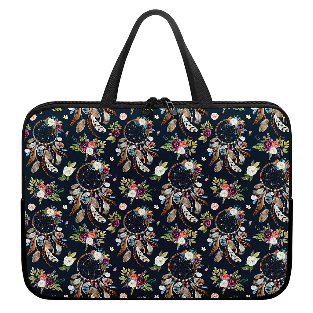 Flower Dream Catcher Pattern Print Laptop Sleeve With Handle
