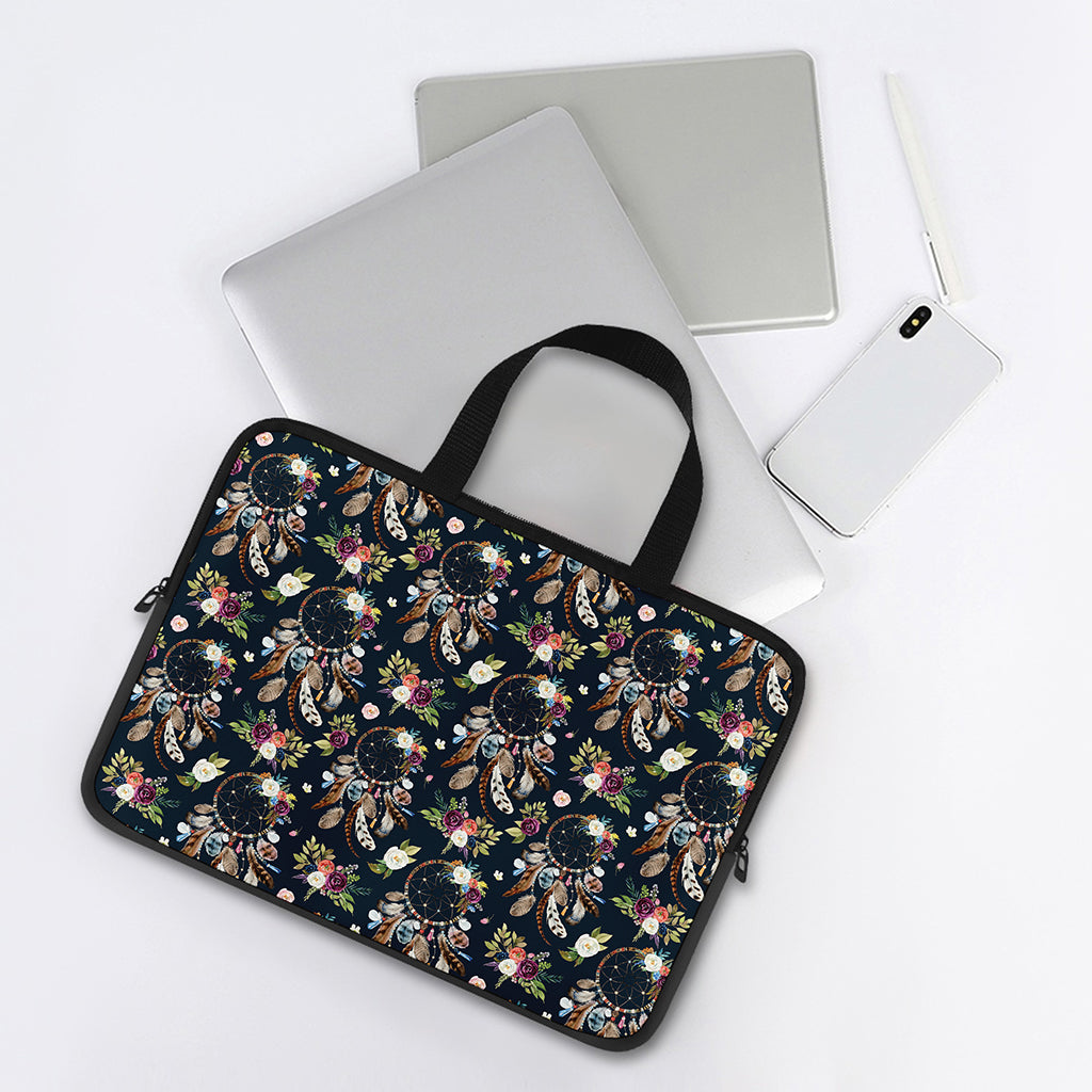 Flower Dream Catcher Pattern Print Laptop Sleeve With Handle