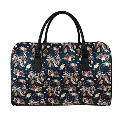 Flower Dream Catcher Pattern Print Leather Duffle Bag