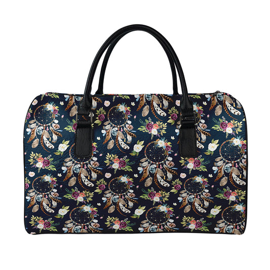 Flower Dream Catcher Pattern Print Leather Duffle Bag