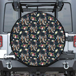 Flower Dream Catcher Pattern Print Leather Spare Tire Cover