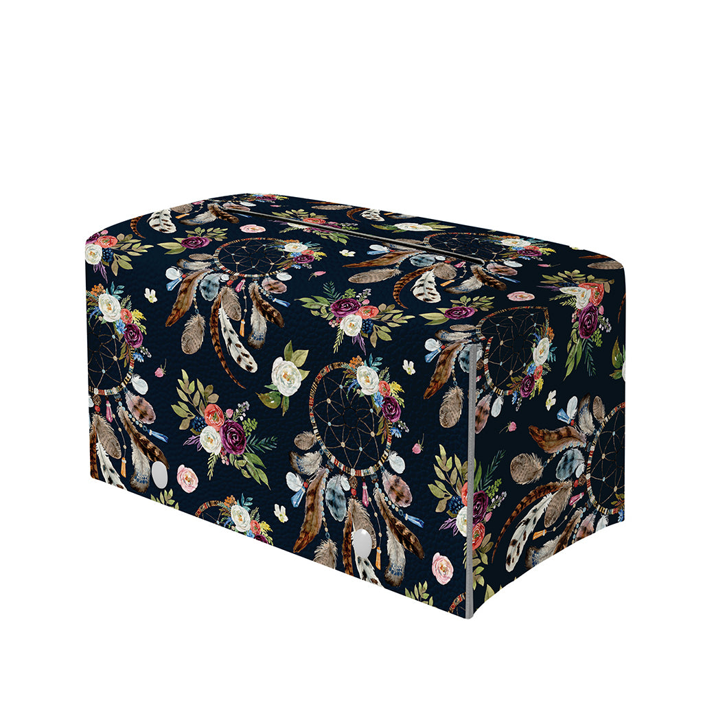 Flower Dream Catcher Pattern Print Leather Tissue Box Cover