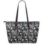 Flower Dream Catcher Pattern Print Leather Tote Bag