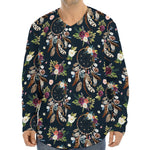 Flower Dream Catcher Pattern Print Long Sleeve Baseball Jersey