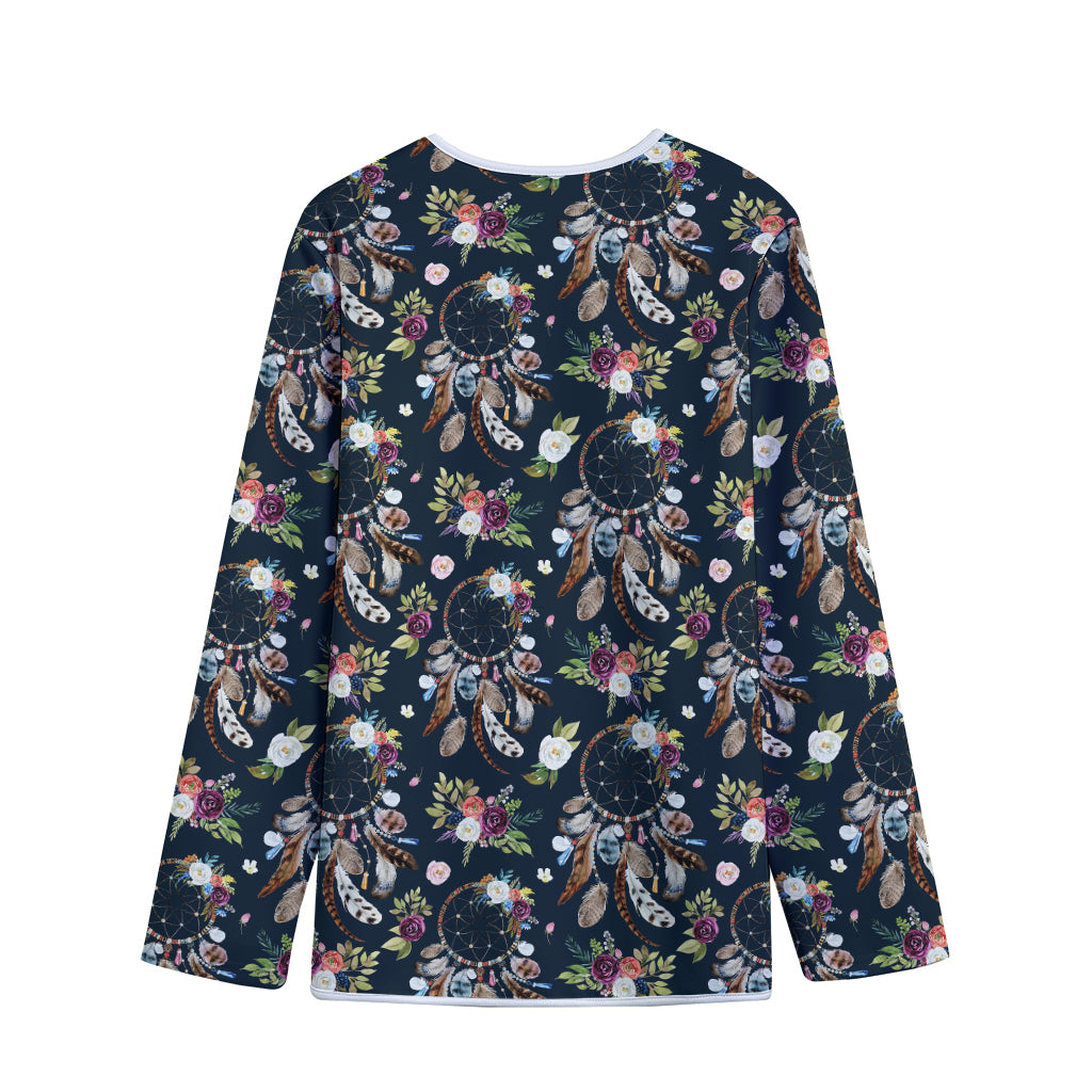 Flower Dream Catcher Pattern Print Long Sleeve Short Coat