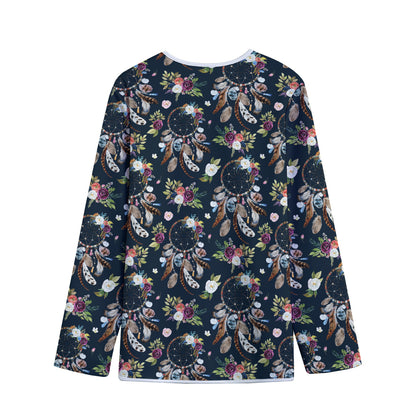 Flower Dream Catcher Pattern Print Long Sleeve Short Coat