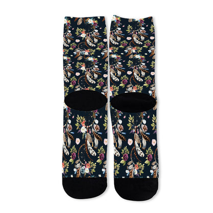 Flower Dream Catcher Pattern Print Long Socks