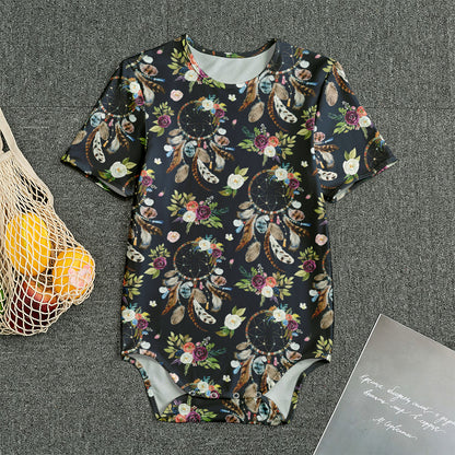 Flower Dream Catcher Pattern Print Men's Bodysuit