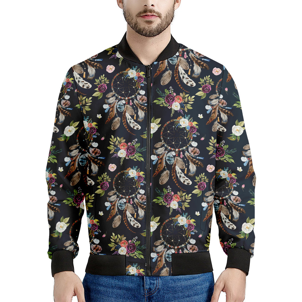 Flower Dream Catcher Pattern Print Men's Bomber Jacket