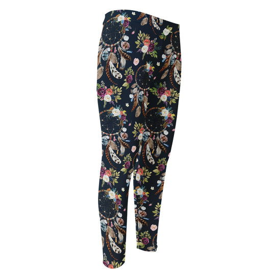 Flower Dream Catcher Pattern Print Men's Compression Pants