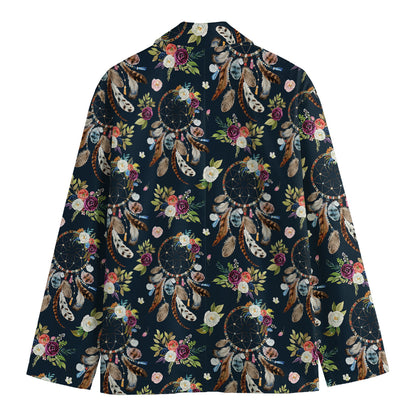 Flower Dream Catcher Pattern Print Men's Cotton Blazer