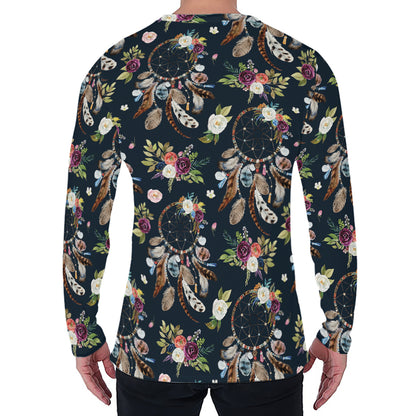 Flower Dream Catcher Pattern Print Men's Long Sleeve T-Shirt