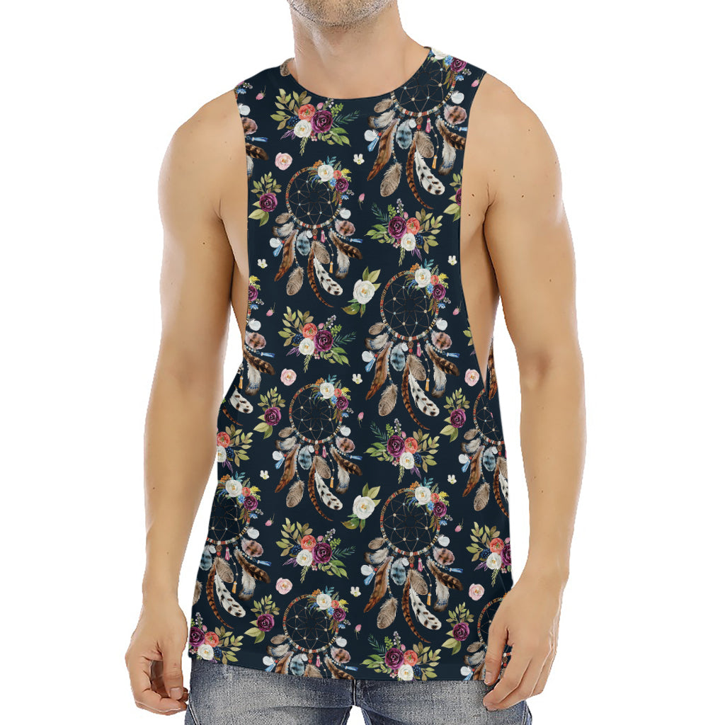 Flower Dream Catcher Pattern Print Men's Muscle Tank Top
