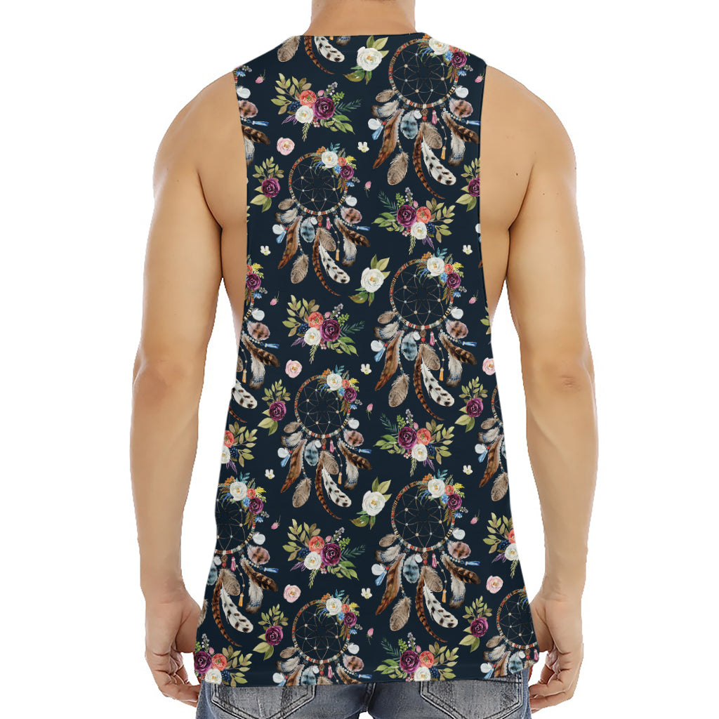 Flower Dream Catcher Pattern Print Men's Muscle Tank Top