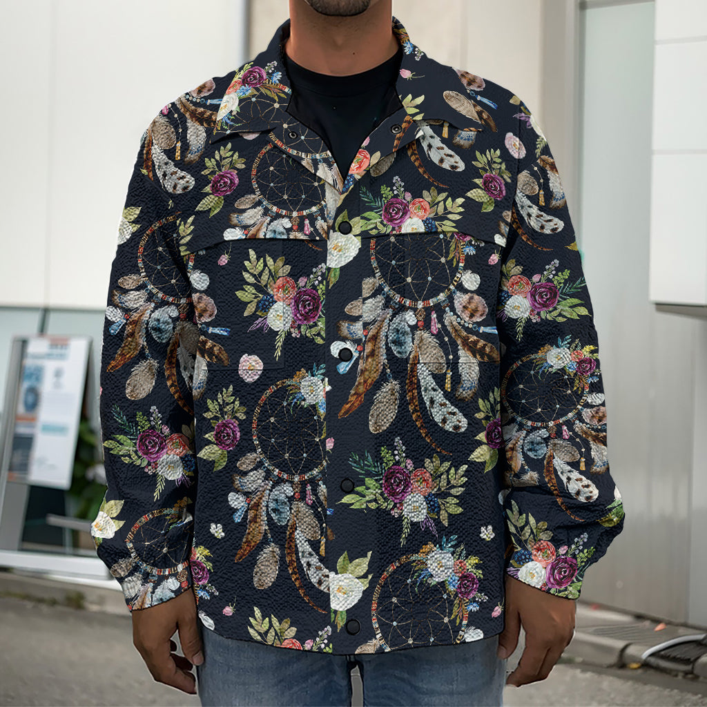 Flower Dream Catcher Pattern Print Men's Shirt Jacket