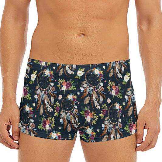 Flower Dream Catcher Pattern Print Men's Short Boxer Briefs