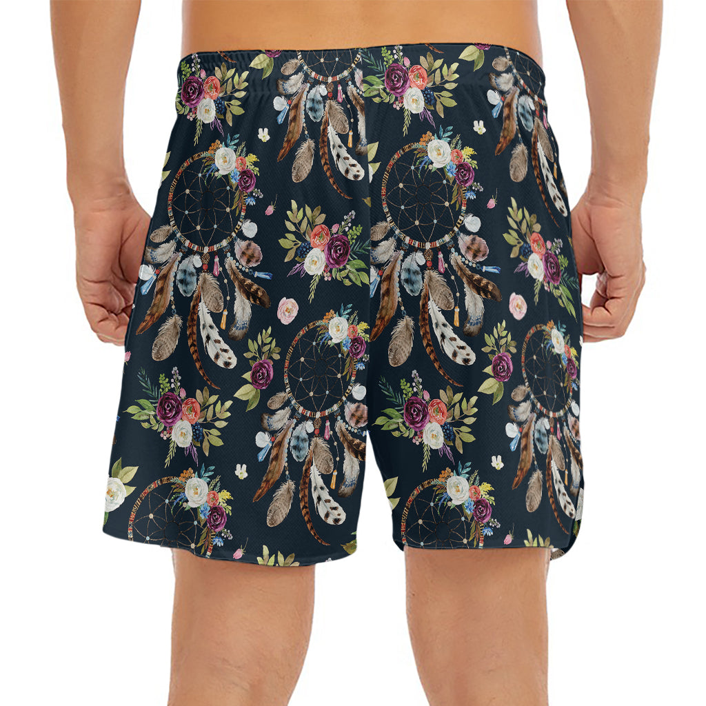 Flower Dream Catcher Pattern Print Men's Split Running Shorts