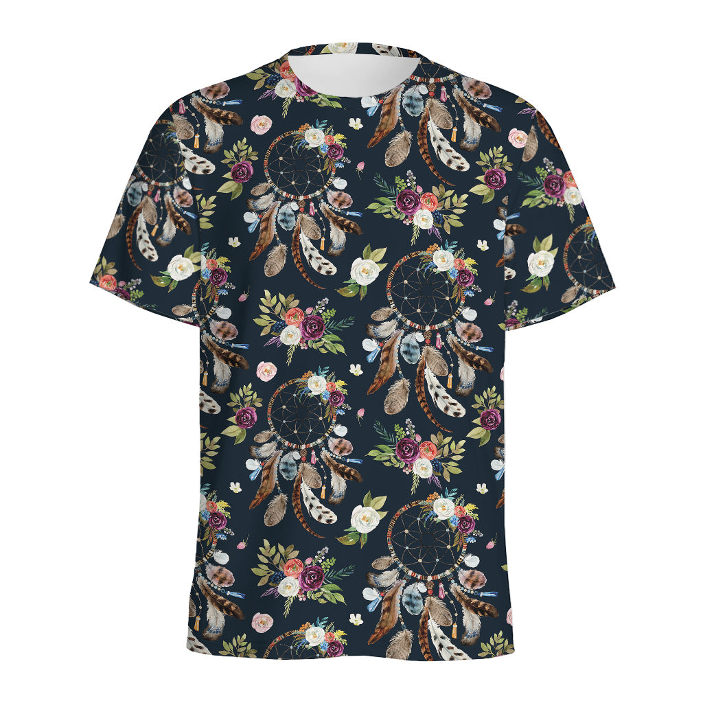 Flower Dream Catcher Pattern Print Men's Sports T-Shirt