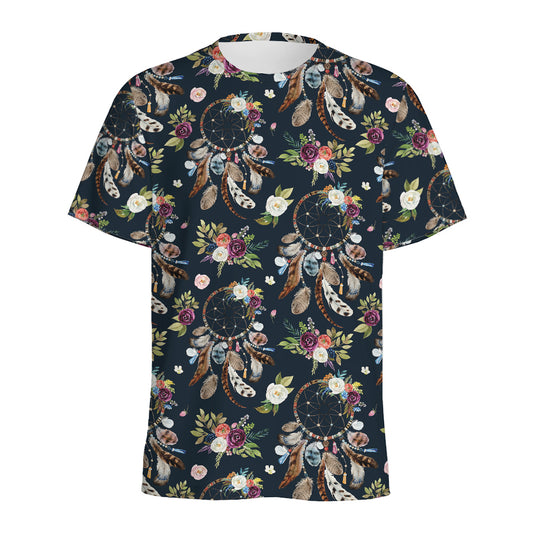 Flower Dream Catcher Pattern Print Men's Sports T-Shirt