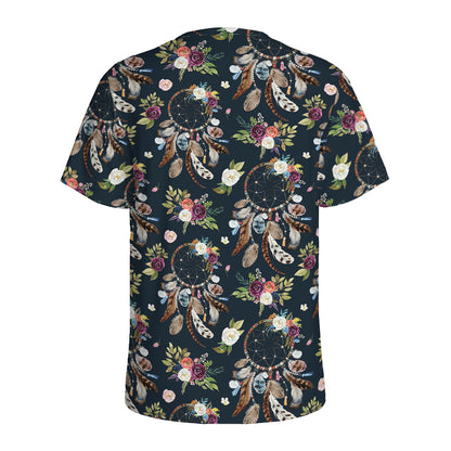 Flower Dream Catcher Pattern Print Men's Sports T-Shirt