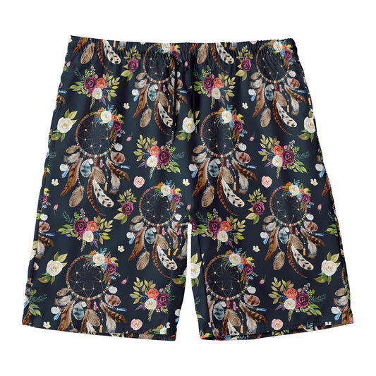 Flower Dream Catcher Pattern Print Men's Swim Trunks