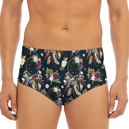 Flower Dream Catcher Pattern Print Men's Triangle Swim Briefs