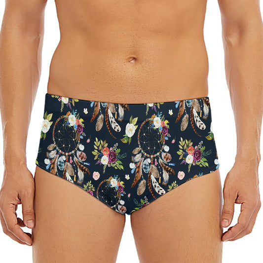Flower Dream Catcher Pattern Print Men's Triangle Swim Briefs
