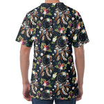 Flower Dream Catcher Pattern Print Men's Velvet T-Shirt