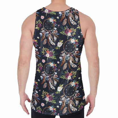 Flower Dream Catcher Pattern Print Men's Velvet Tank Top