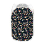 Flower Dream Catcher Pattern Print Mesh Laundry Hamper