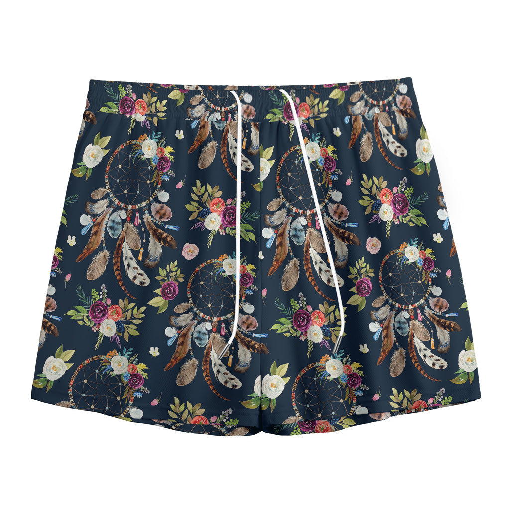 Flower Dream Catcher Pattern Print Mesh Shorts