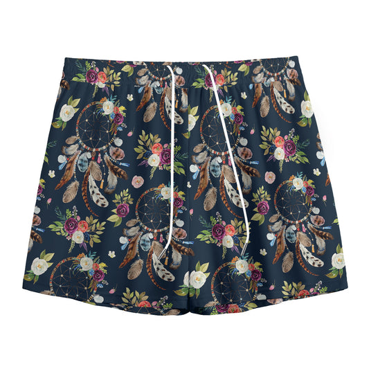 Flower Dream Catcher Pattern Print Mesh Shorts