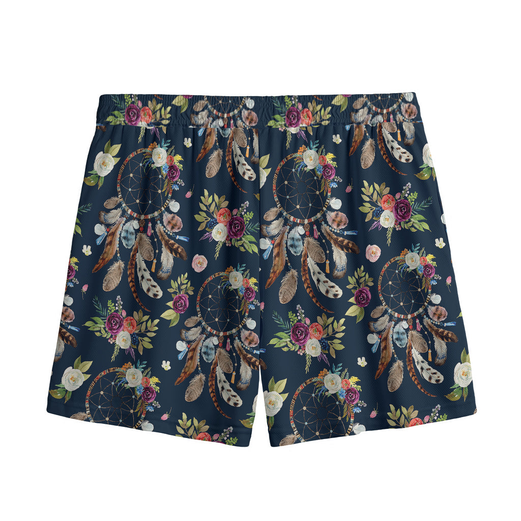Flower Dream Catcher Pattern Print Mesh Shorts
